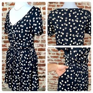 90's Blue lightweight Dress Geometric Print POCKETS